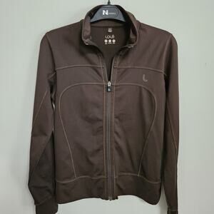 Lole Womens Active Jacket Stretch Wicking Full-Zip Pockets Brown Graphics Sz M